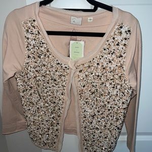 Anthropologie 3/4 sleeve gorgeous crop sequins front jacket, size S ..NWT